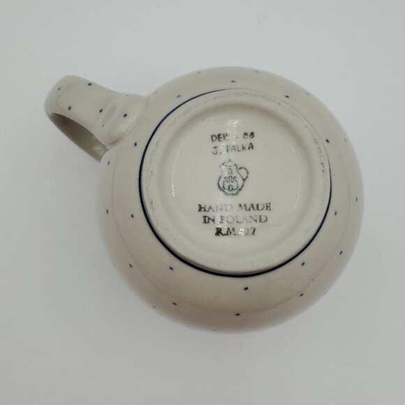 Polish Pottery Dotted Violet Bubble Mug Blue Flowers & Dots Round Mug - Picture 7 of 8